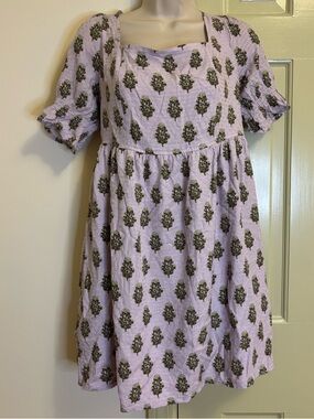 Melrose and Market Lilac Dress with Green Floral Print